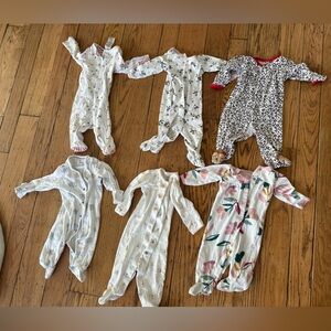 6 baby onesies footies 3-6 months poppers, baby boden, carter’s, John Lewis